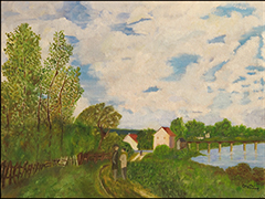 "Bord de Seine" d'après A. Sisley;
Huile sur carton toilé  40cm x 30cm